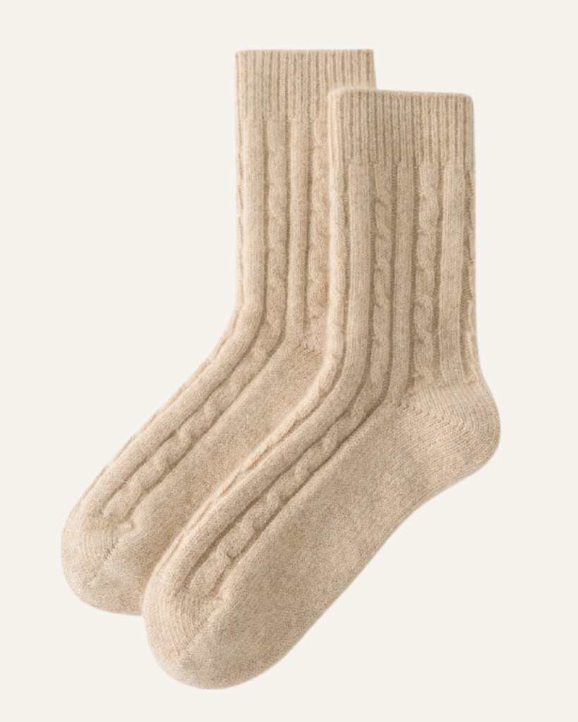 Classic Cable Knit Cashmere Socks