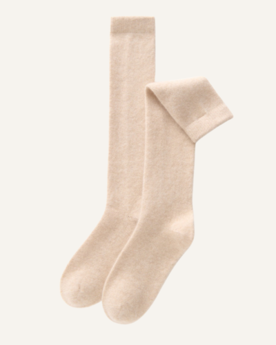 AVREN 100% Cashmere Plain Knit Mid-High Socks