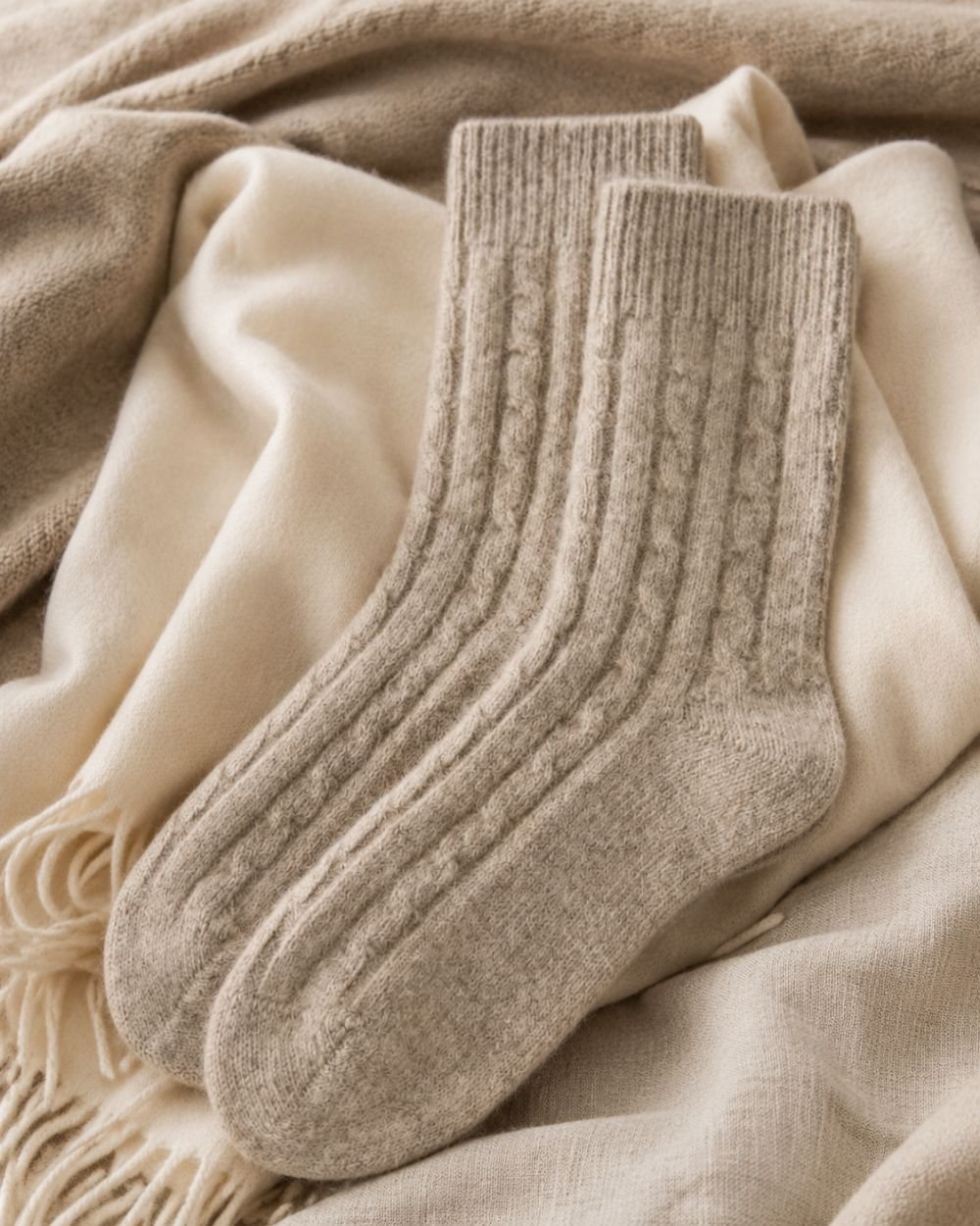 Men’s Classic Cable Knit Cashmere Socks - Image 6