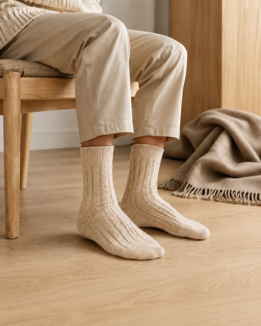 Men’s Classic Cable Knit Cashmere Socks - Image 2