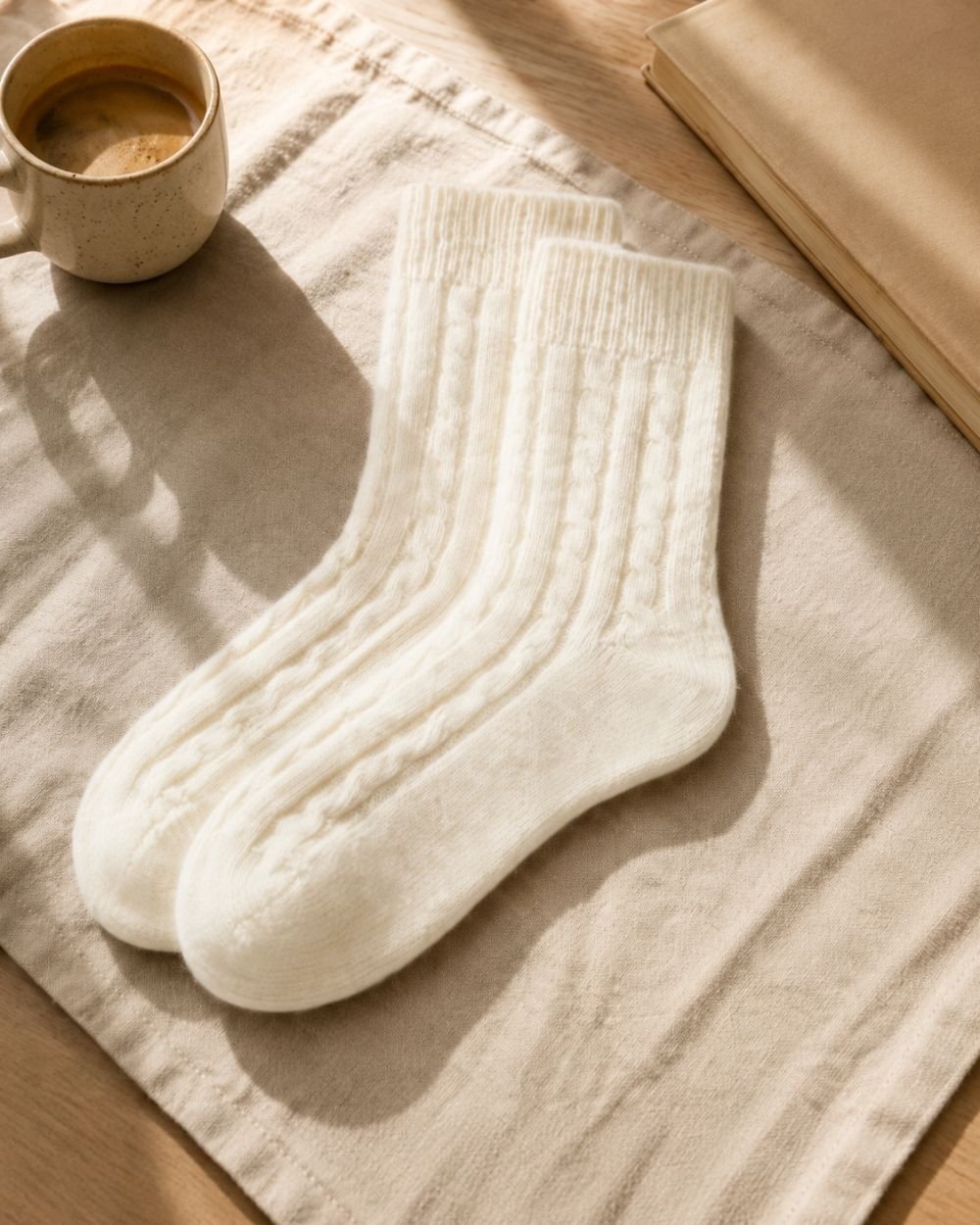 Men’s Classic Cable Knit Cashmere Socks - Image 18