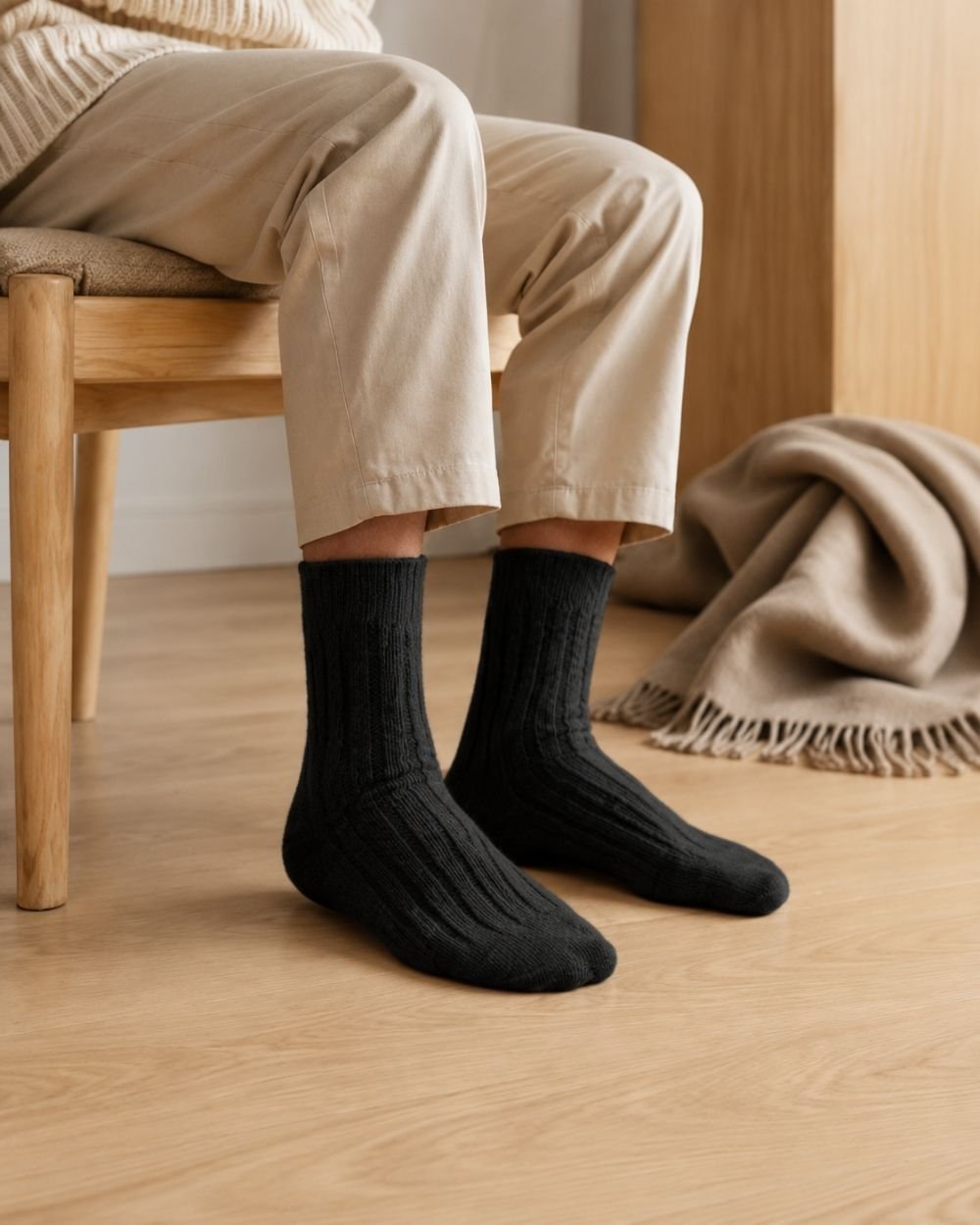 Men’s Classic Cable Knit Cashmere Socks - Image 14