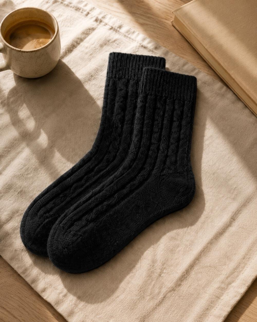 Men’s Classic Cable Knit Cashmere Socks - Image 15