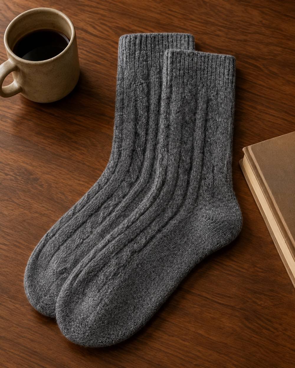 Men’s Classic Cable Knit Cashmere Socks - Image 12