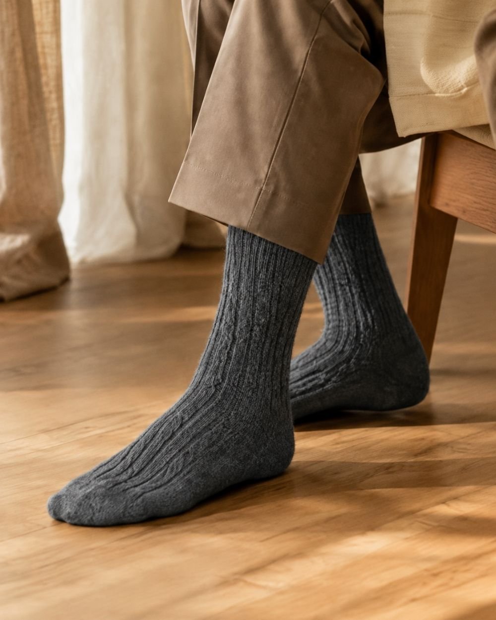 Men’s Classic Cable Knit Cashmere Socks - Image 11
