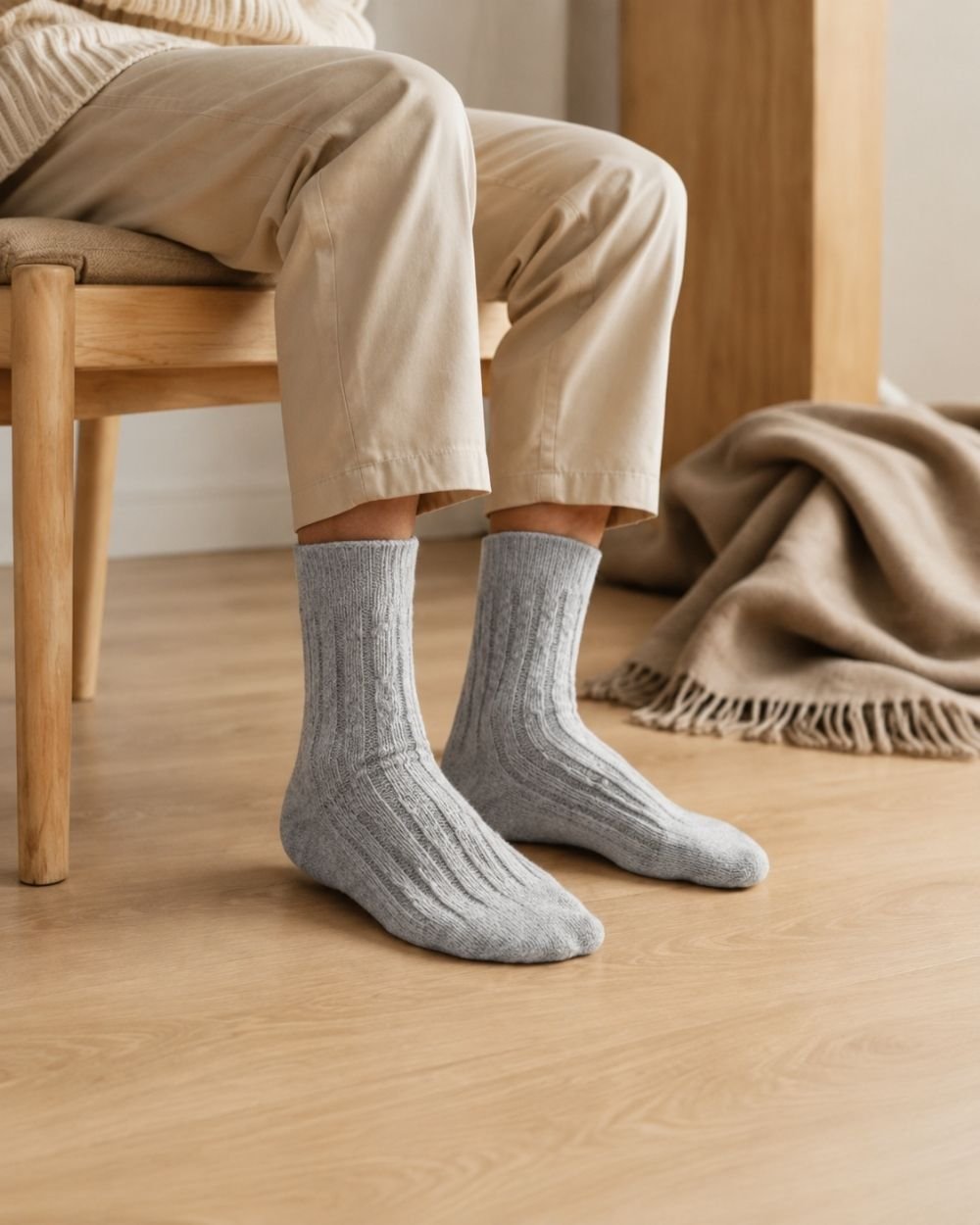 Men’s Classic Cable Knit Cashmere Socks - Image 8
