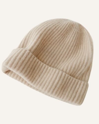 AVREN 100% Cashmere Ribbed Beanie