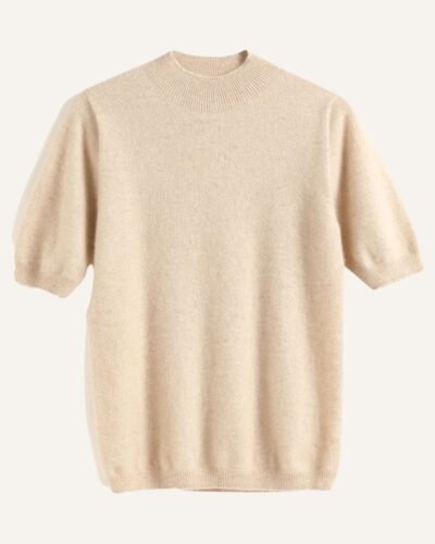 AVREN Women’s 100% Cashmere Short-Sleeve Mock Neck Sweater